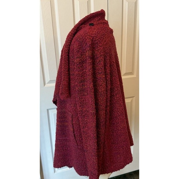 Habitat Cardigan Women's LG Chunky Knit Red/Pink Cowl Neck Open Front Lagenlook - Picture 14 of 16